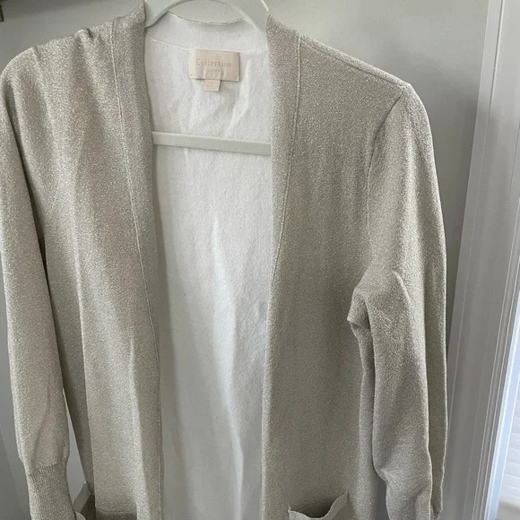 J. Crew Collection higher end line, silver long cardigan sweater, small like new - Picture 3 of 8